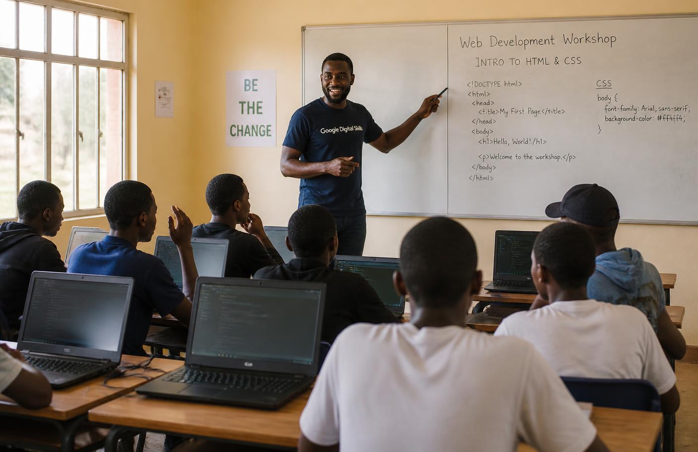Atelier de programmation animé auprès d'élèves en Côte d'Ivoire